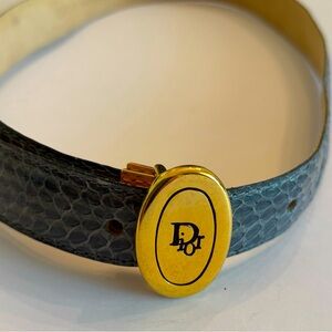 Vintage Christian Dior Aniline Cowhide Gray Croc Embossed Belt Size Small